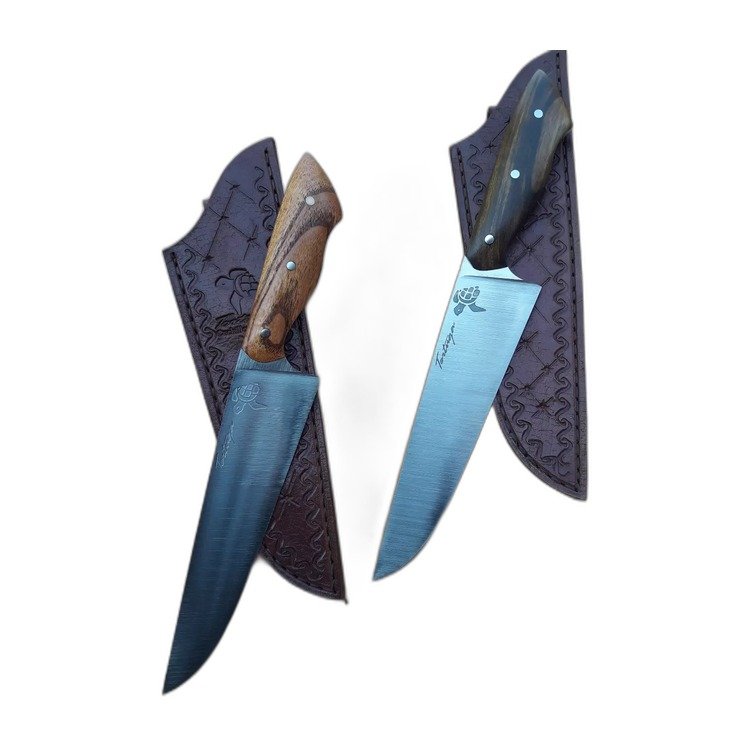 Cuchillo de cocina artesanal, hoja de acero damasco