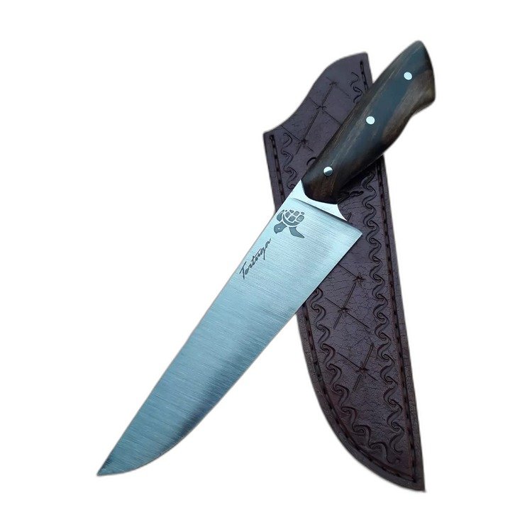 Cuchillo de cocina artesanal, hoja de acero damasco