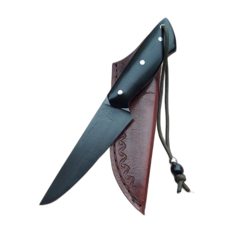 Cuchillo de cocina artesanal, hoja de acero damasco