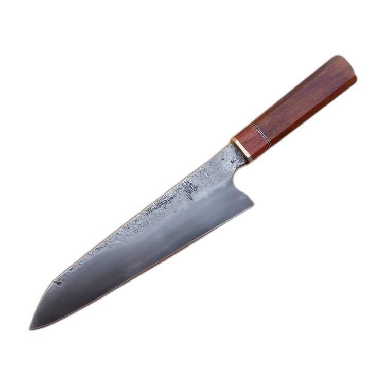 Cuchillo de cocina artesanal, hoja de acero damasco