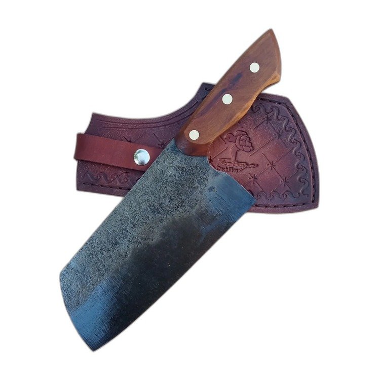 Cuchillo de cocina artesanal, hoja de acero damasco