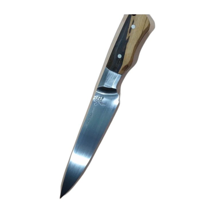 Cuchillo de cocina artesanal, hoja de acero damasco