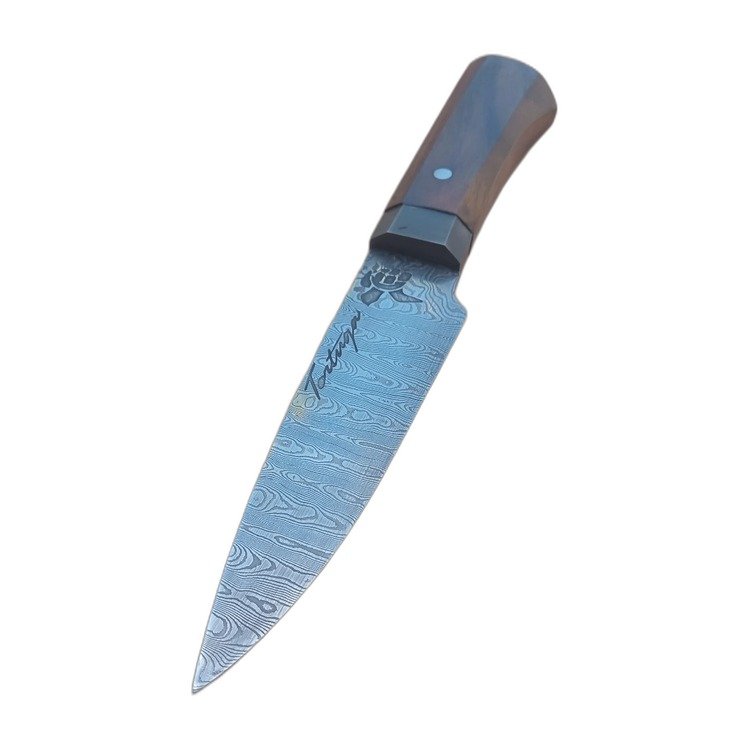 Cuchillo de cocina artesanal, hoja de acero damasco