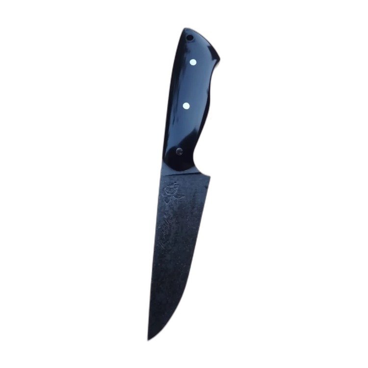 Cuchillo de cocina artesanal, hoja de acero damasco