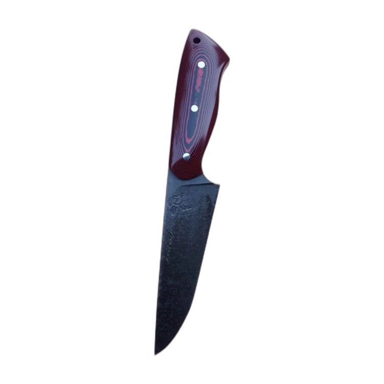Cuchillo de cocina artesanal, hoja de acero damasco