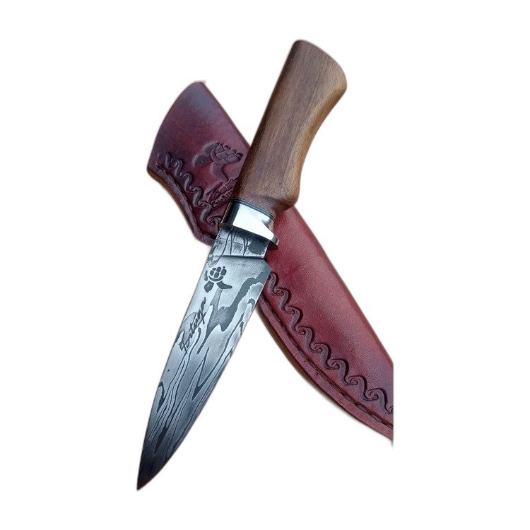 Cuchillo de cocina artesanal, hoja de acero damasco