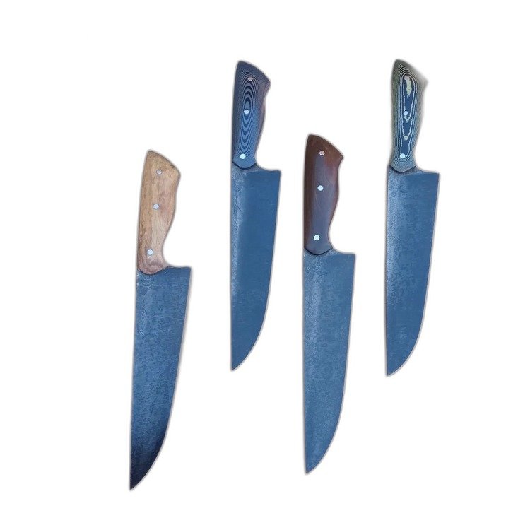 Cuchillo de cocina artesanal, hoja de acero damasco