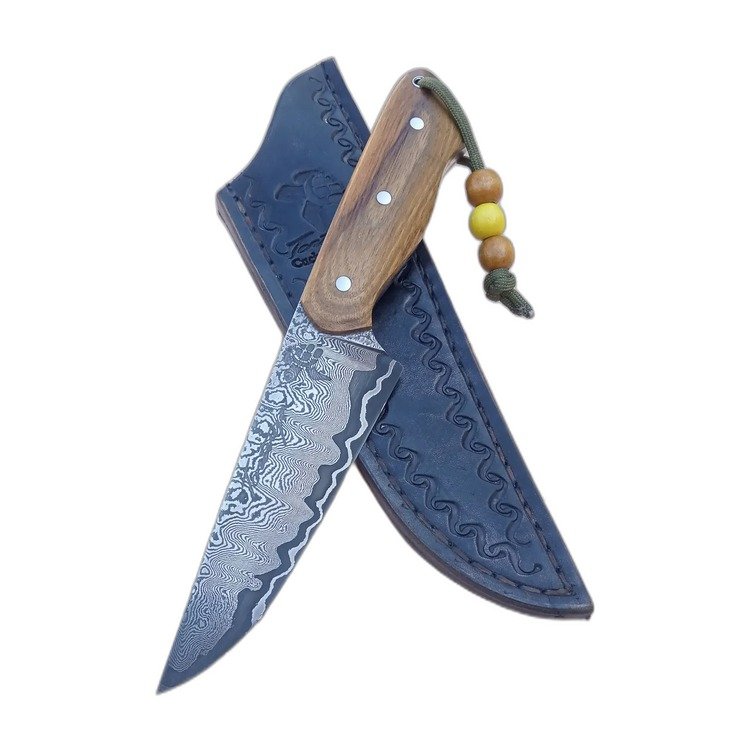 Cuchillo de cocina artesanal, hoja de acero damasco
