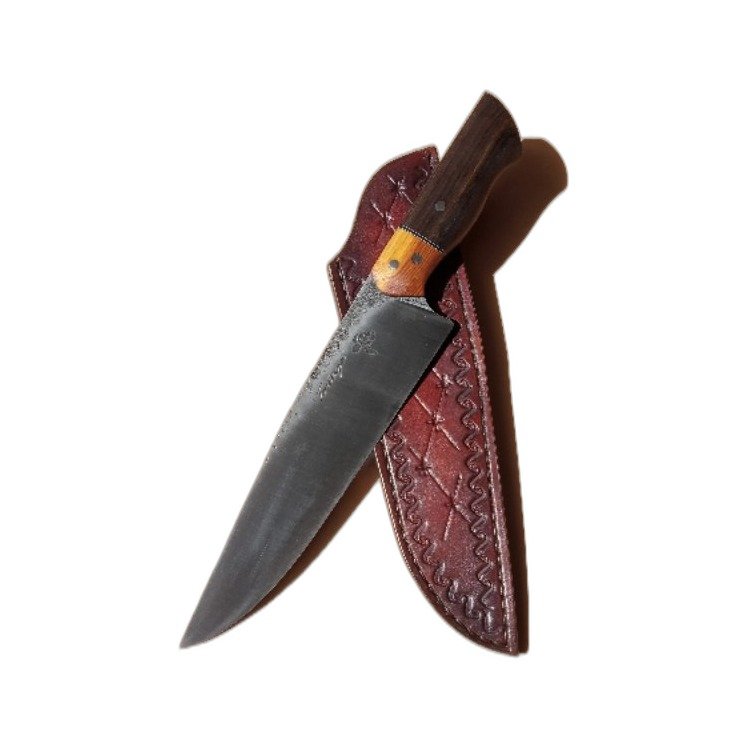 Cuchillo de cocina artesanal, hoja de acero damasco