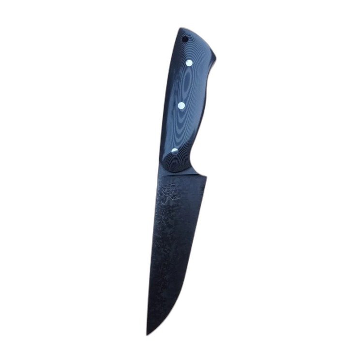 Cuchillo de cocina artesanal, hoja de acero damasco