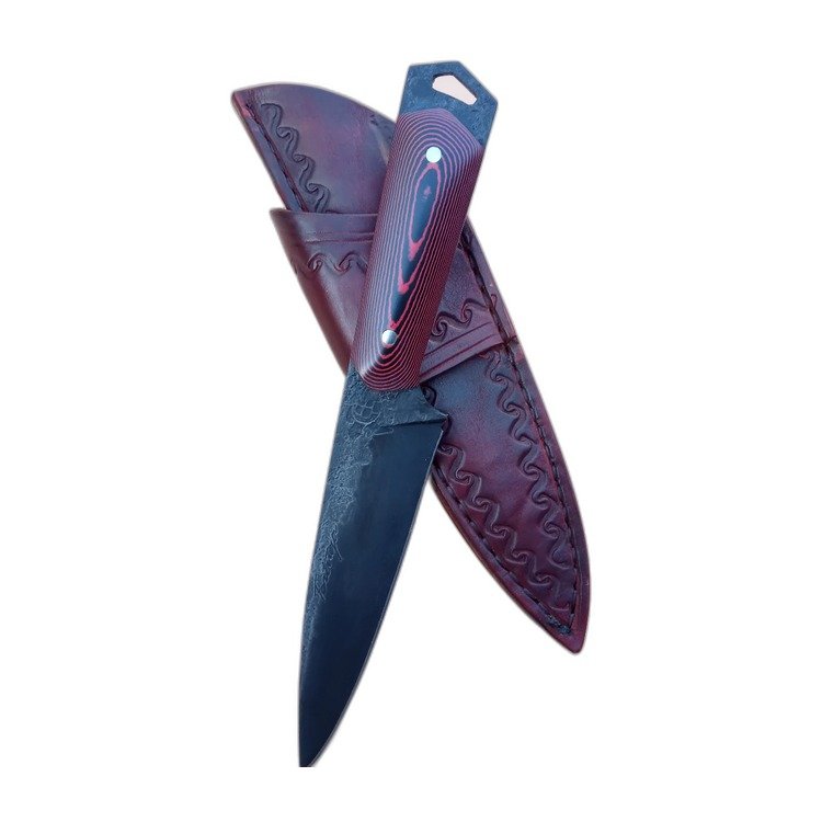 Cuchillo de cocina artesanal, hoja de acero damasco
