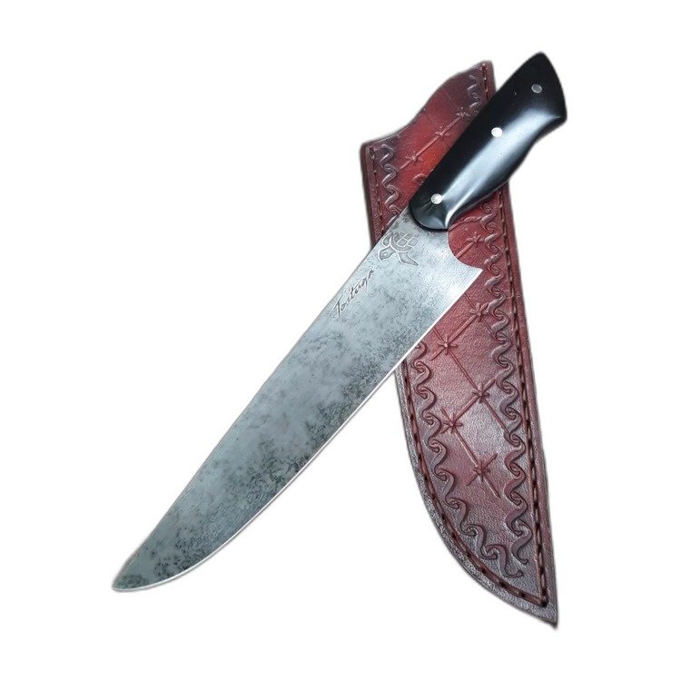 Cuchillo criollo artesanal, hoja de acero damasco