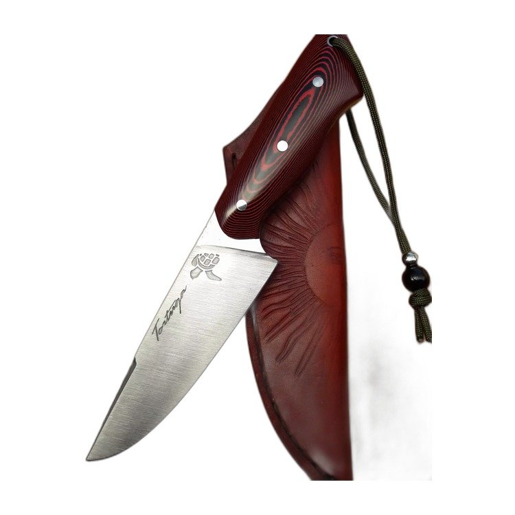 Cuchillo skinner artesanal, hoja de acero damasco