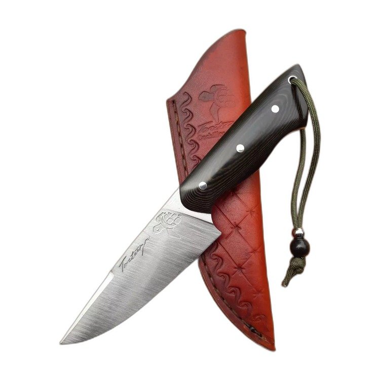 Cuchillo skinner artesanal, hoja de acero damasco