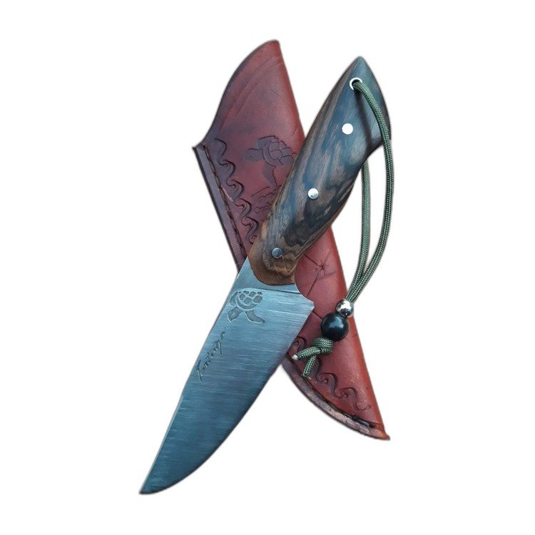 Cuchillo skinner artesanal, hoja de acero damasco