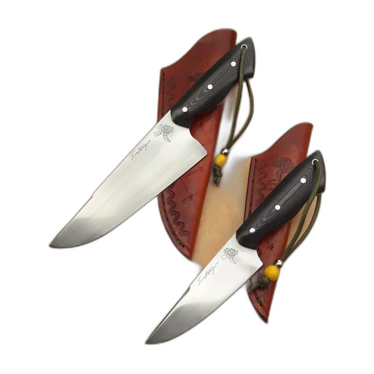 Cuchillo skinner artesanal, hoja de acero damasco