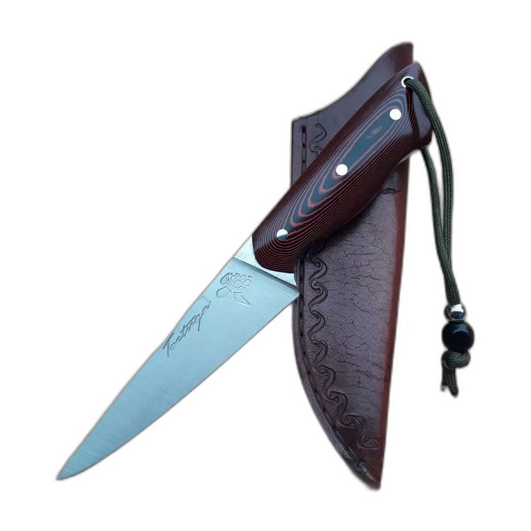 Cuchillo skinner artesanal, hoja de acero damasco