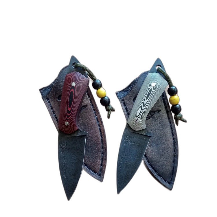 Cuchillo skinner artesanal, hoja de acero damasco