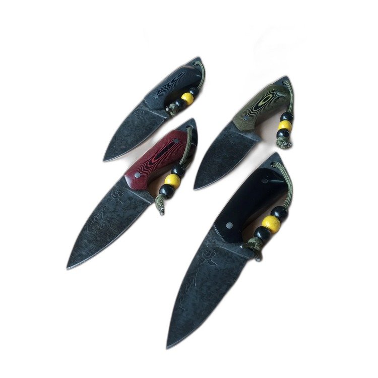 Cuchillo skinner artesanal, hoja de acero damasco