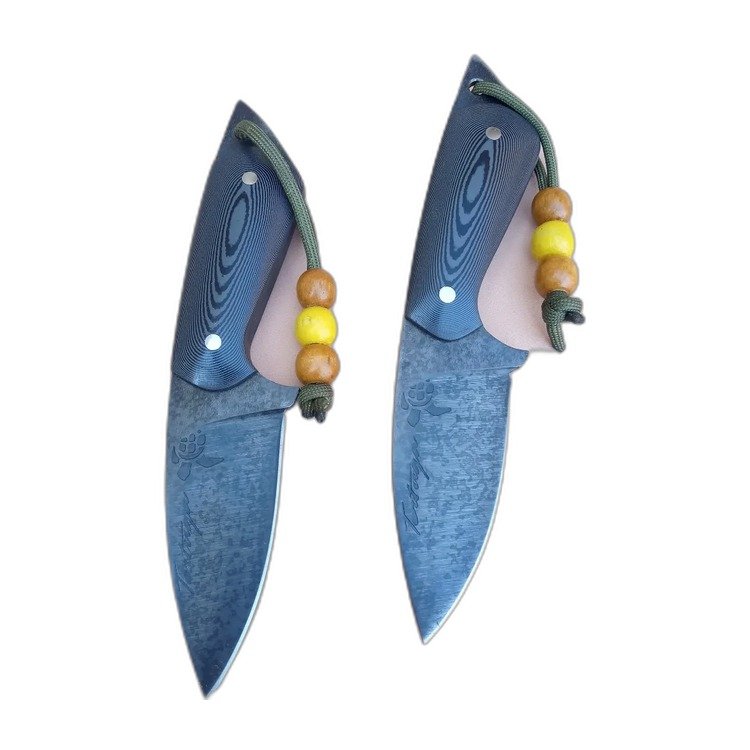 Cuchillo skinner artesanal, hoja de acero damasco
