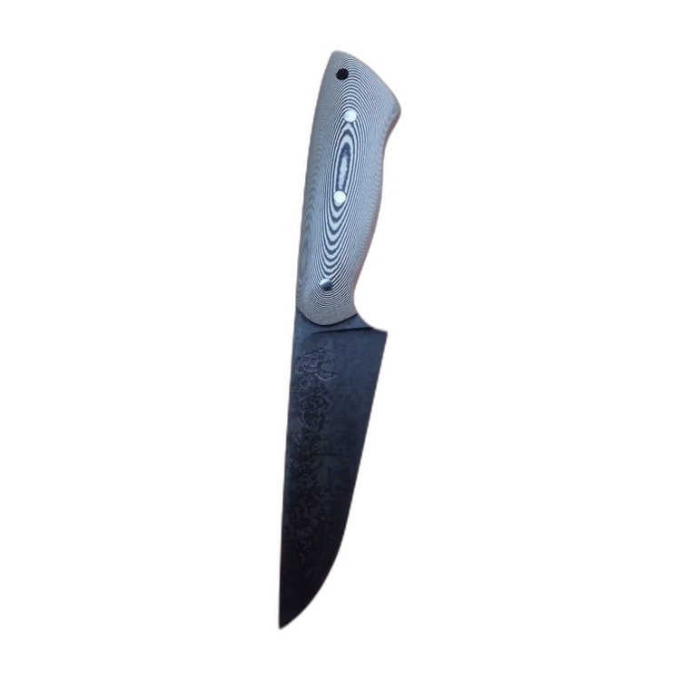 Cuchillo de cocina artesanal, hoja de acero damasco